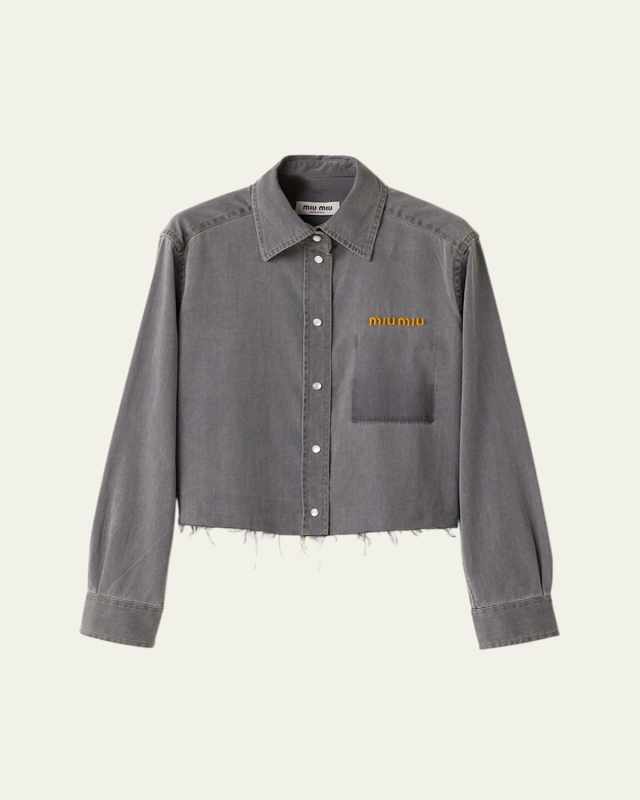 Raw Cut Chambray Cropped Shirt
